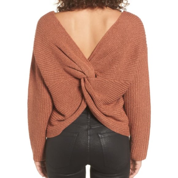 Astr Sweaters - ASTR Coral Cedar Twist Back Sweater